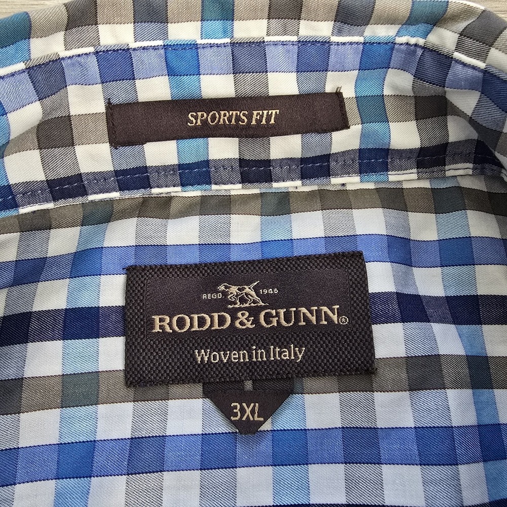 Rodd & Gunn Shirt Sports Fit Check Long Sleeve Button Down Shirt Blue Mens 3XL - Picture 7 of 9
